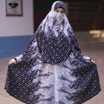 Black and White Elegant Palazzo Long Khimar Set