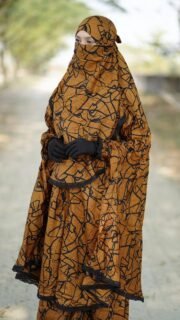 Premium Brown Abstract Palazzo Khimar Set with Niqab