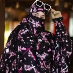 Premium Black & Pink Floral Palazzo Khimar Set with Niqab