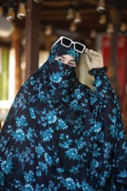 Premium Floral Long Khimar Set with Niqab 