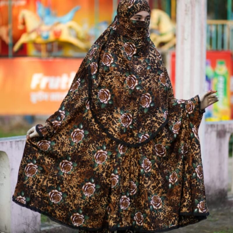 Floral Leopard Print Khimar & Jilbab - khimar price in bd