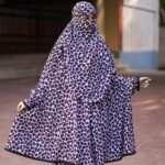 সাদা-কালো Elegant Palazzo Long Khimar Set