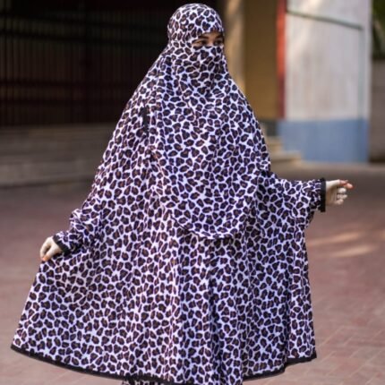 সাদা-কালো Elegant Palazzo Long Khimar Set