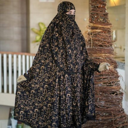 Premium Golden Leaf Palazzo Khimar Set with Niqab