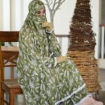 Premium Black & White Floral Palazzo Khimar Set with Niqab 